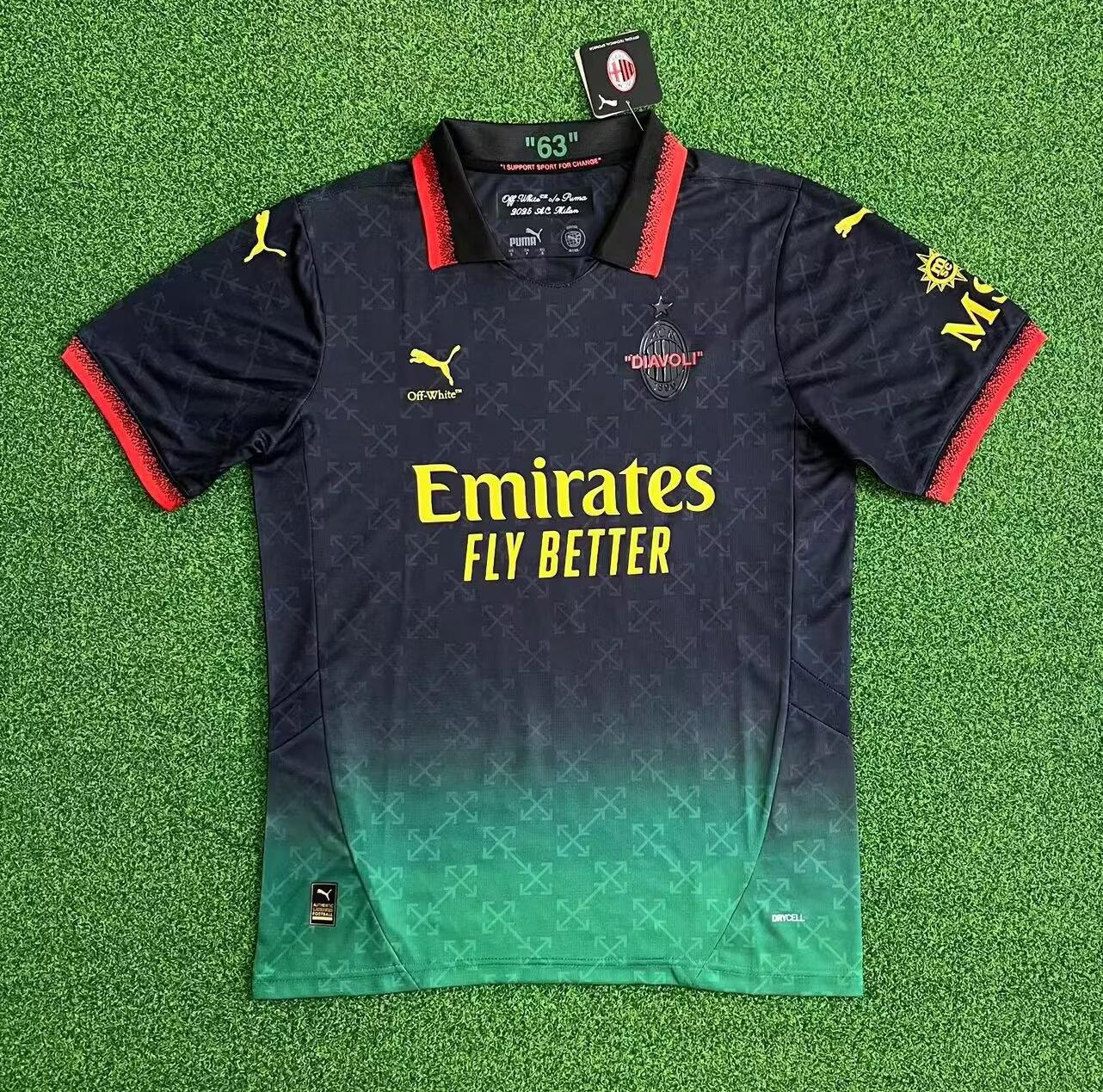 AC Milan × OFF-White 24/25 Black Special Shirt